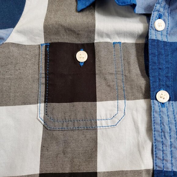 Burberry Toddler Boy Button Down Shirt 18 Months Long Sleeve Plaid Blue Cotton - Picture 4 of 12
